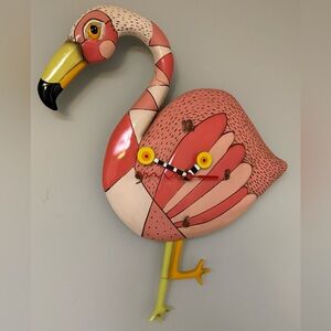 Pink Flamingo pendulum wall clock
